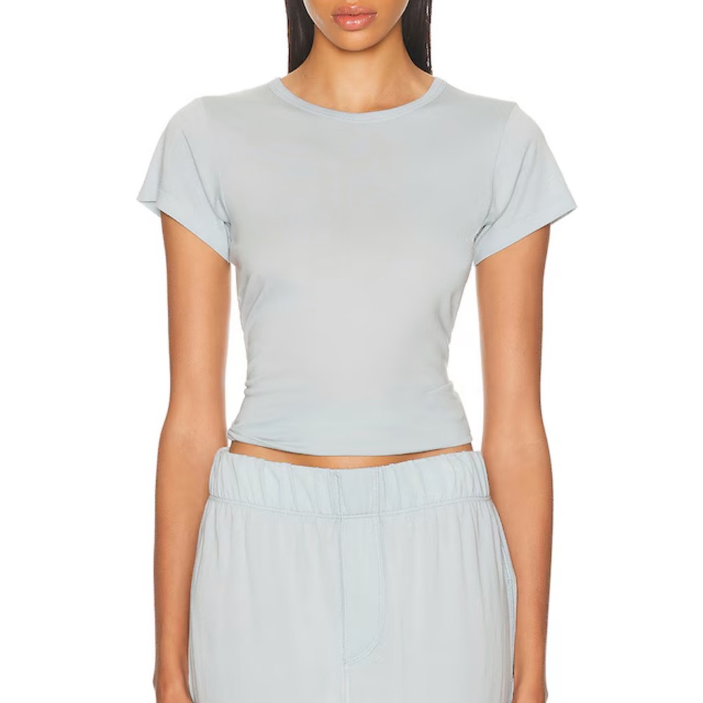 Eterne Light blue  Short Sleeve Cropped Tee